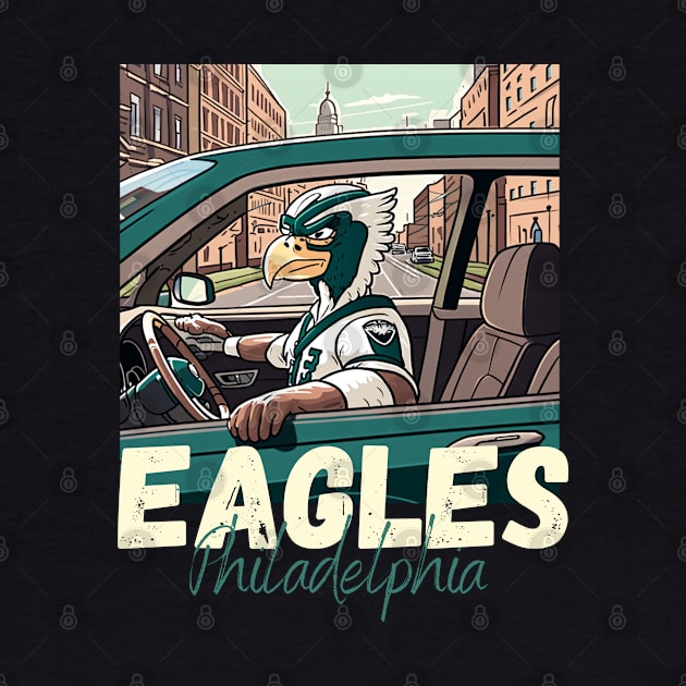 Philadelphia eagles football player graphic design cartoon style beautiful artwork by Nasromaystro